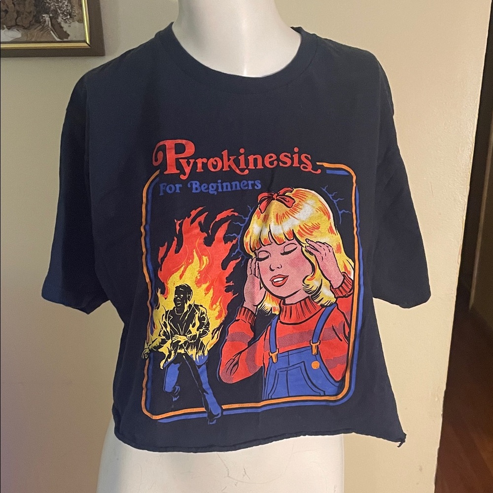 Black Matter DIY Cropped Pyrokinesis for Beginners TShirt - Navy Blue